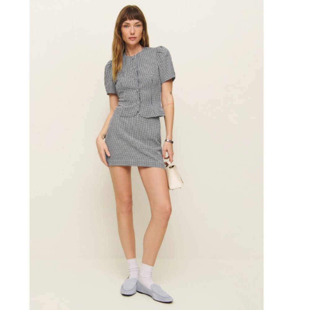 Reformation Mika Two Piece in Black and White Check